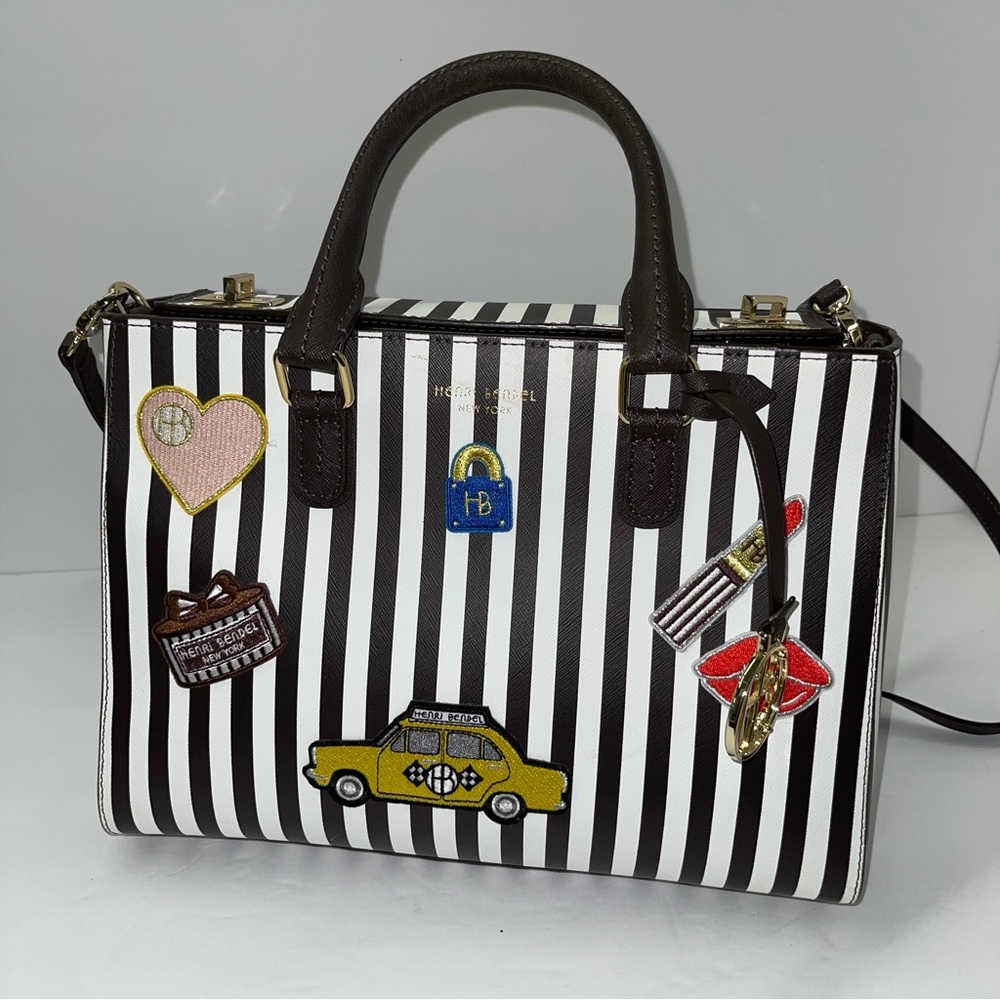 Henri Bendel Centennial Stripe Turnlock Satchel